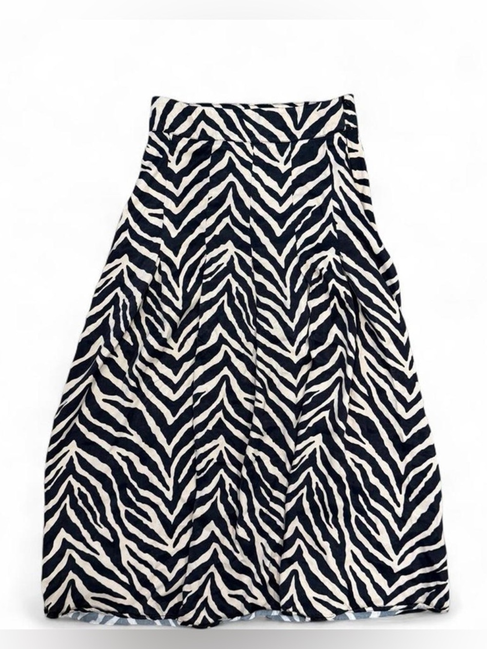Zara Zebra Print Satin Midi Skirt